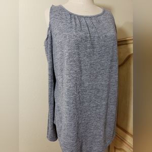 Old Navy Cold Shoulder Long Sleeve Knit Top, Large, Grey Heather